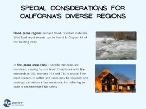 infographic illustration on special considerations for California's diverse regions