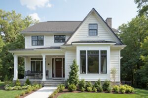 Double-hung windows installed on residential home exterior