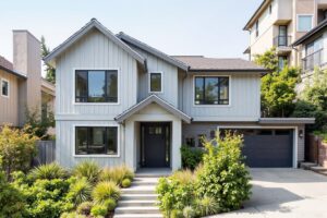 Fiber cement siding replacement on Oakland hillside home