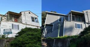 Before and after vinyl siding replacement project completed by Best Exteriors in Sacramento, CA