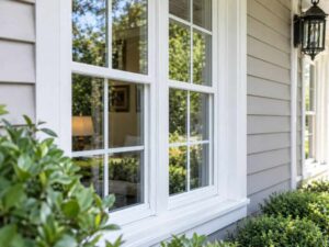New white windows and exterior siding on a residential home in Oakland, CA.
